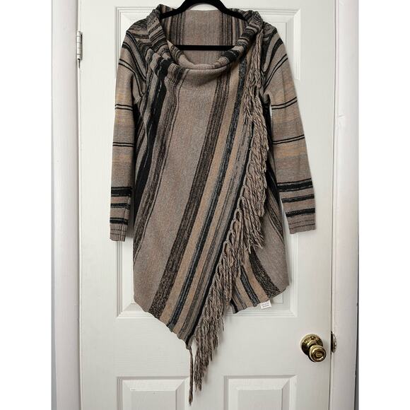Striped Poncho Open-Front Cardigan - Size S - Picture 1 of 6